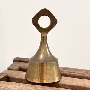 Brass Criterion Bell Made In India Vintage 4 Inch Tall Great Patina Works Great